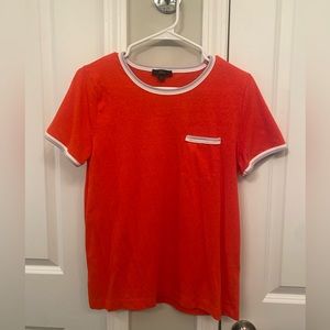 JCrew M short sleeve tee with left breast pocket. White/gray trim